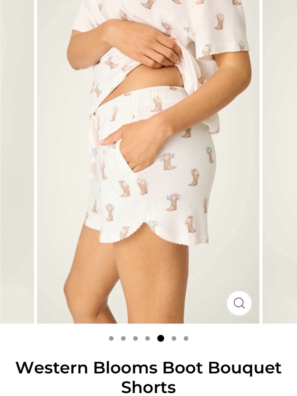 PJ Salvage White Western Blooms Boot Bouquet Pajama Shorts